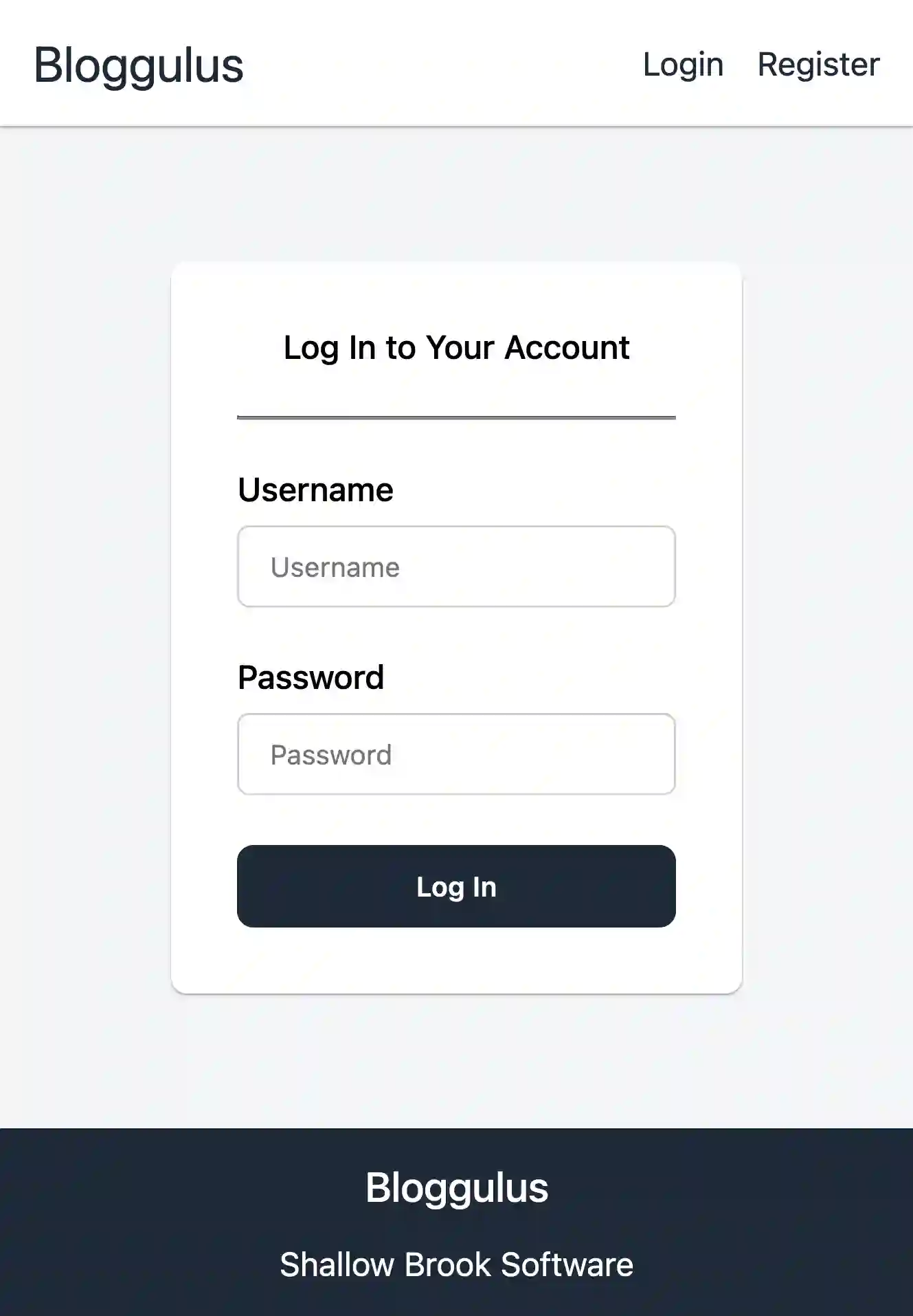 Screenshot of the Bloggulus login page