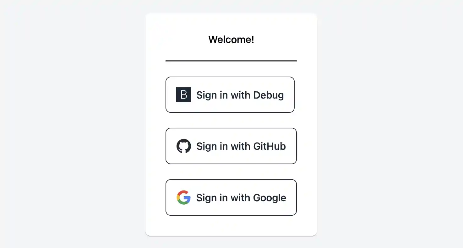 Sign in options with local debug auth